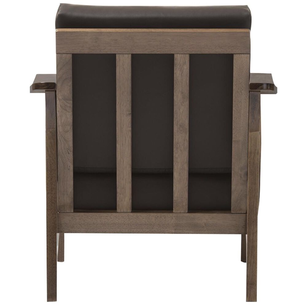 Baxton Studio Pierce Lounge Chair with Walnut Frame in Dark Brown, , large