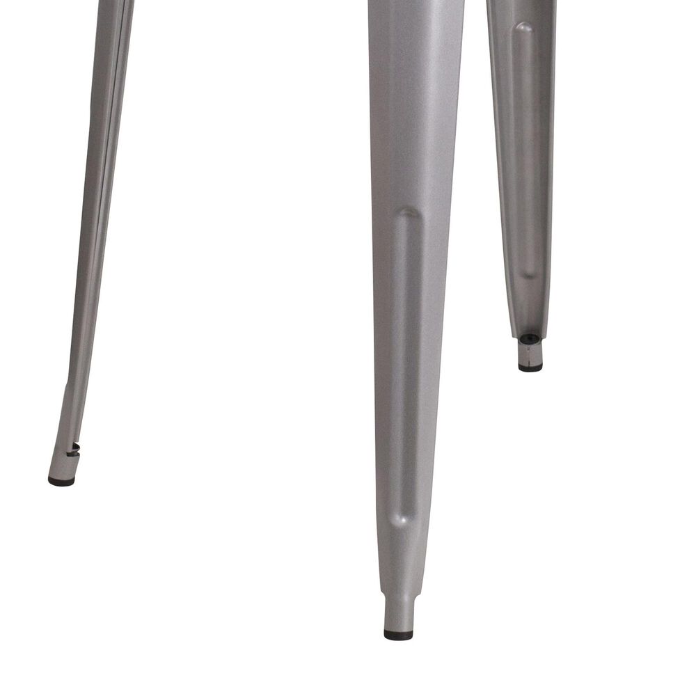 Flash Furniture 5-Piece Metal Bar Table Set with Backed Stools in Silver, , large