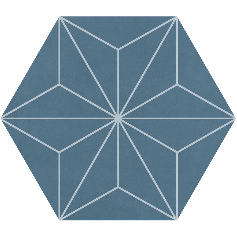 Dal-Tile Scrapbook Keepsake Blue Asanoha 8" x 9" Hexagon Porcelain Tile, , large