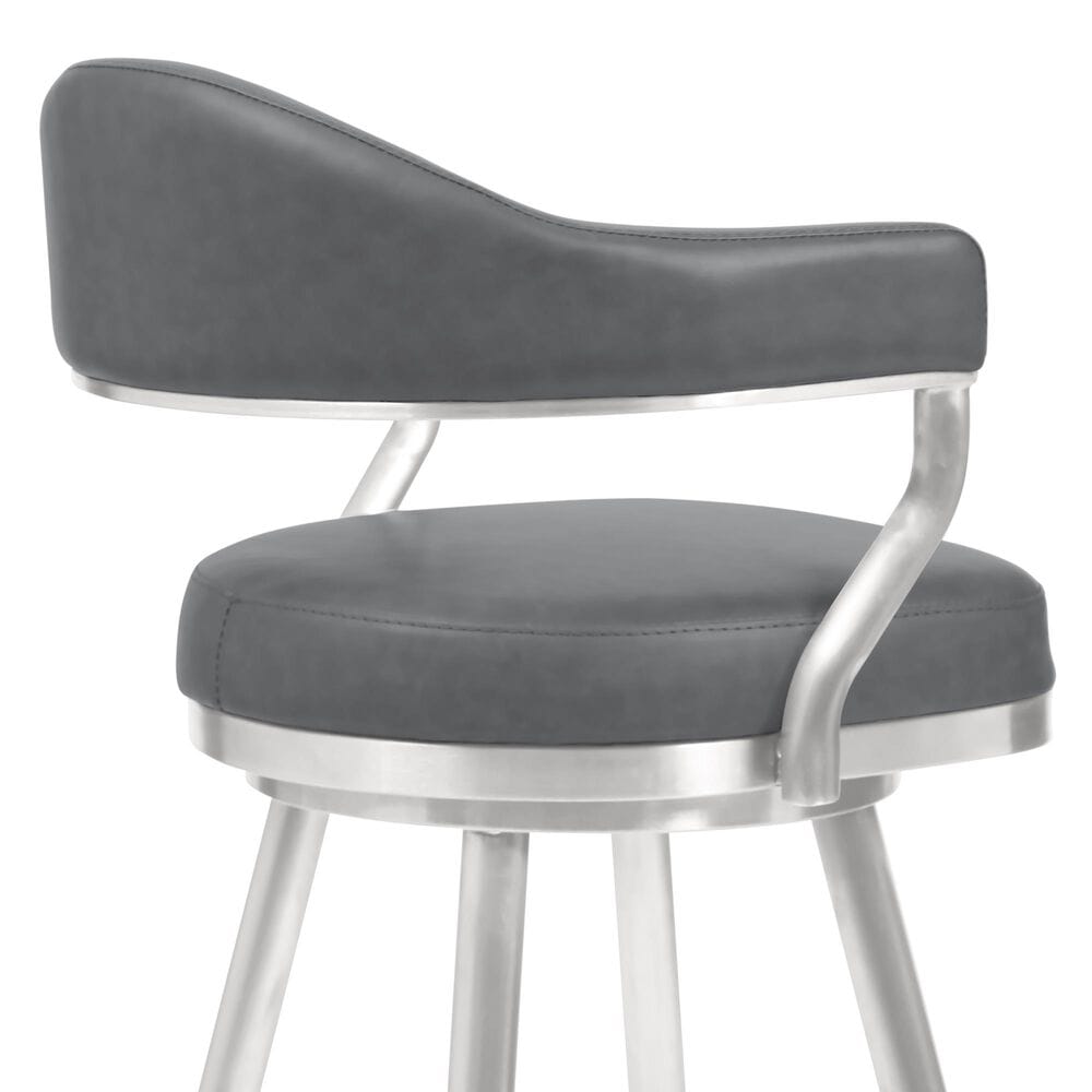 Blue River Amador 26&quot; Counter Stool with Vintage Gray Cushion in Brushed Stainless Steel, , large