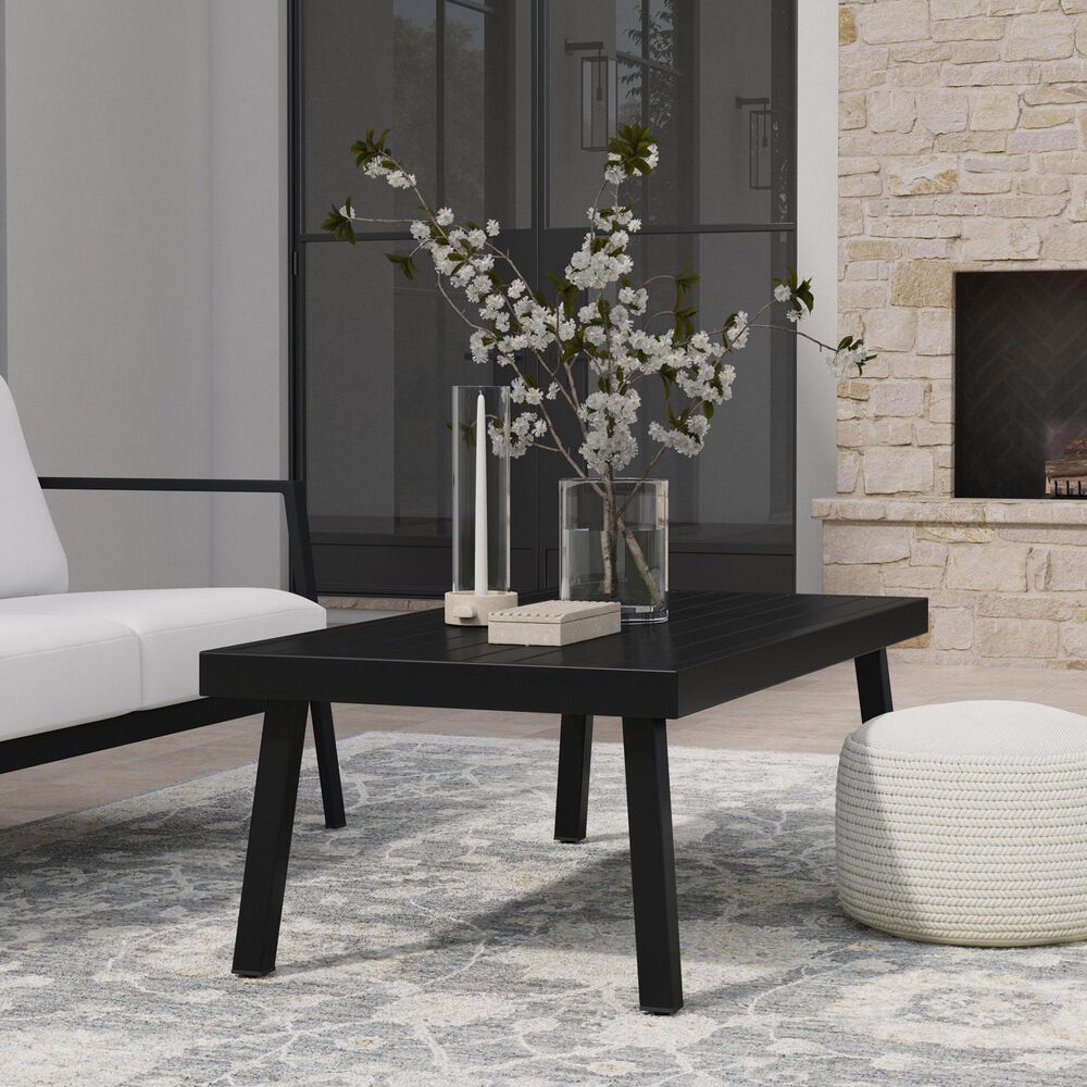 Linon Home Decor Holland Aluminum Coffee Table in Black, , large