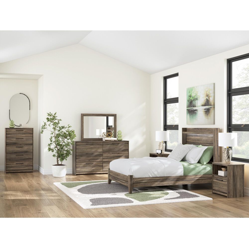 Ashley Elbrim 5-Piece Full Panel Bedroom Set in Weathered Brown, , large