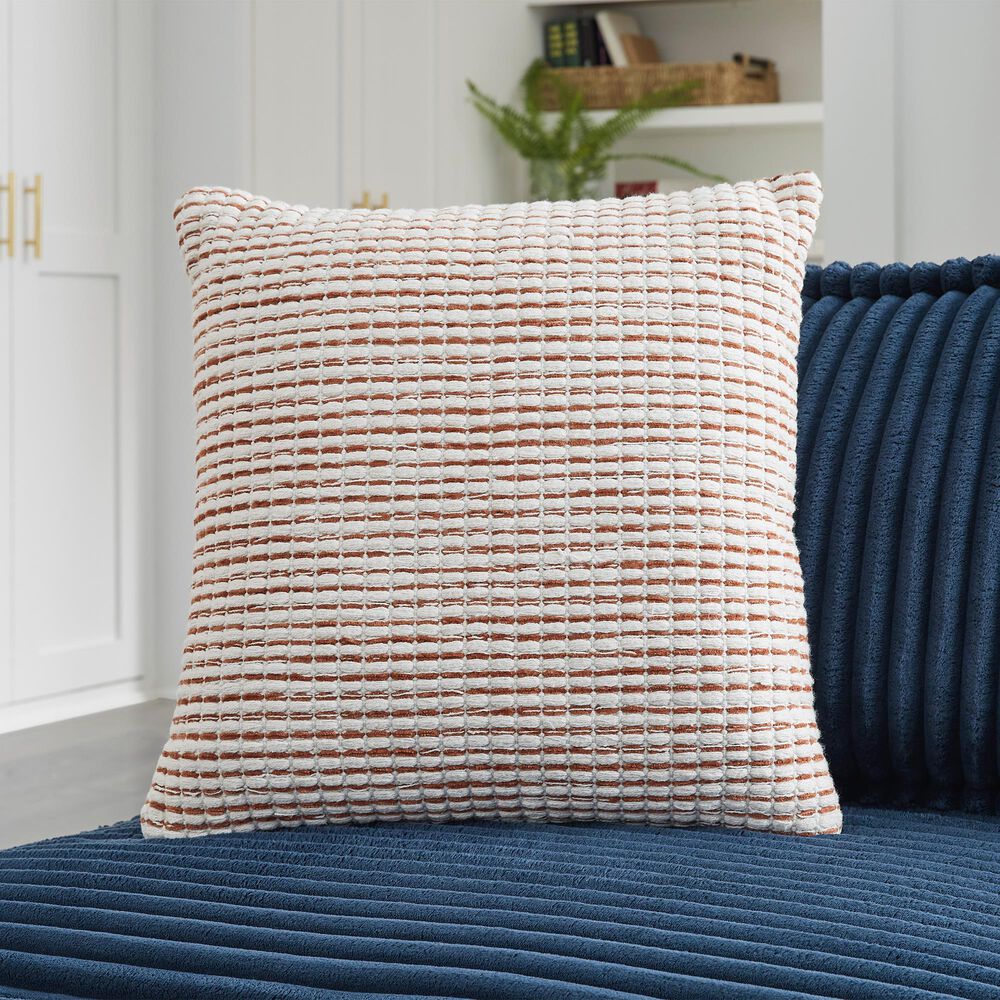 Ashley Nashlin 19&quot; Square Throw Pillow in White and Rust, , large
