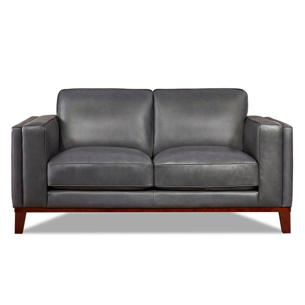 Back Nine Leather Avon Loveseat in Steel Blue, , large