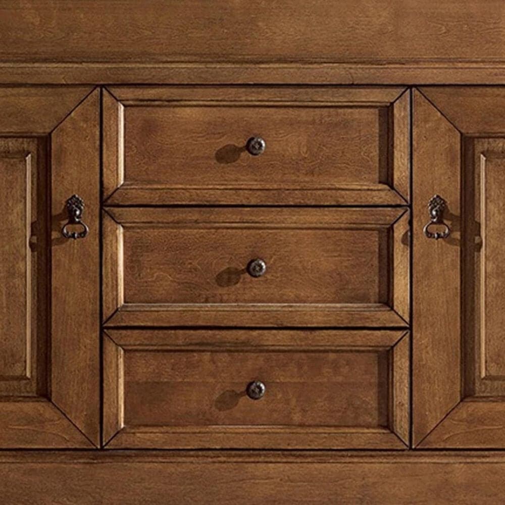 James Martin Vanities Brookfield 60&quot; Double Bathroom Vanity in Country Oak with 3 cm Eternal Marfil Quartz Top and Rectangle Sink, , large