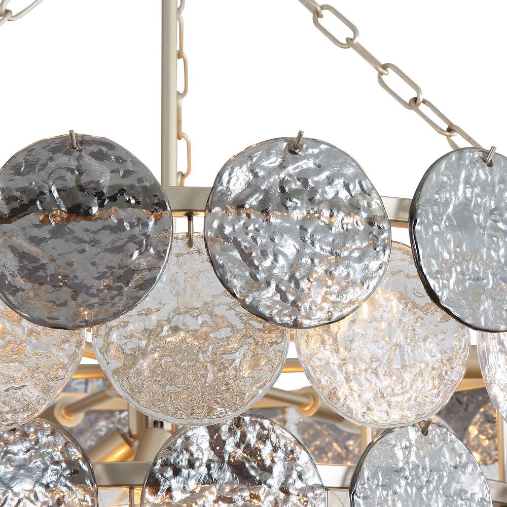 Golden Lighting Cascada 3-Tier 13-Light Pendant with Smoke Plated Glass Shade in Aegean Silver, , large