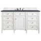 James Martin Vanities Brittany 60" Single Bathroom Vanity in Bright White with 3 cm Charcoal Soapstone Quartz Top and Rectangular Sink, , large