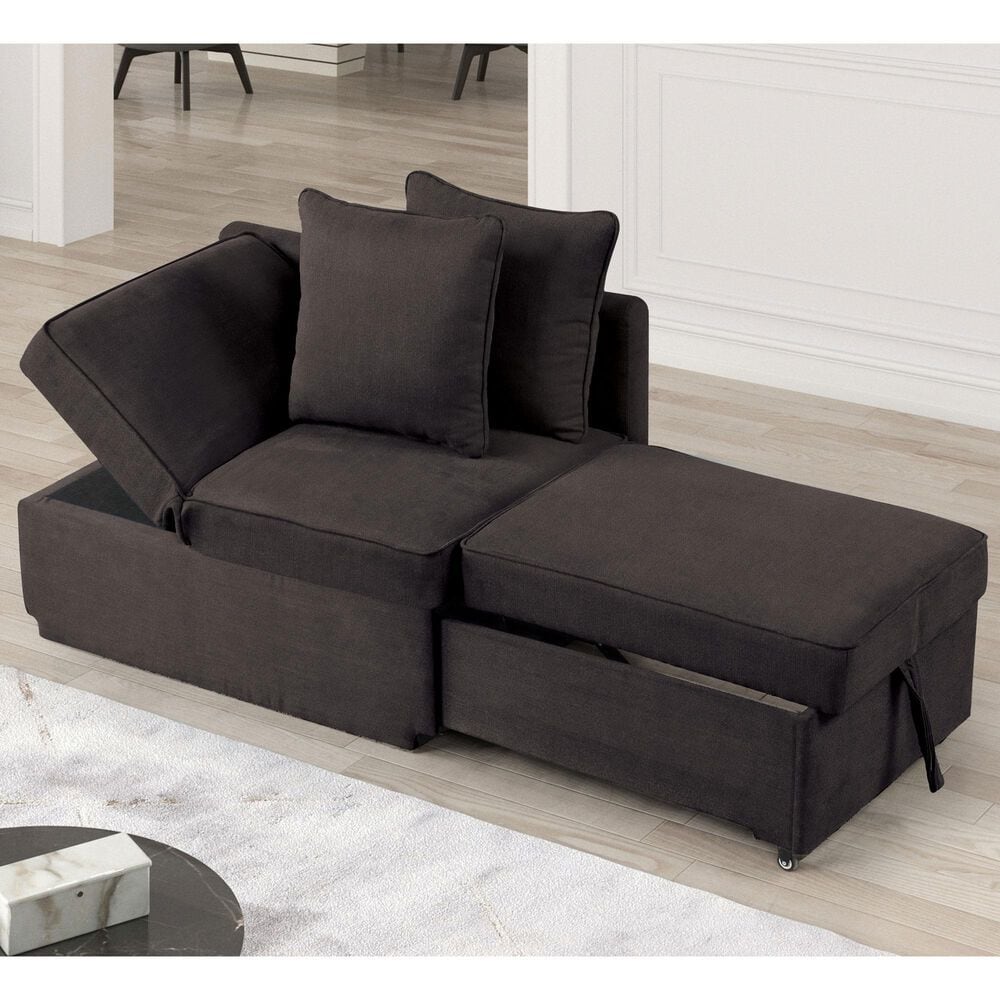 Furniture of America Woburn Convertible Chaise Lounger with Caster in Gray, , large