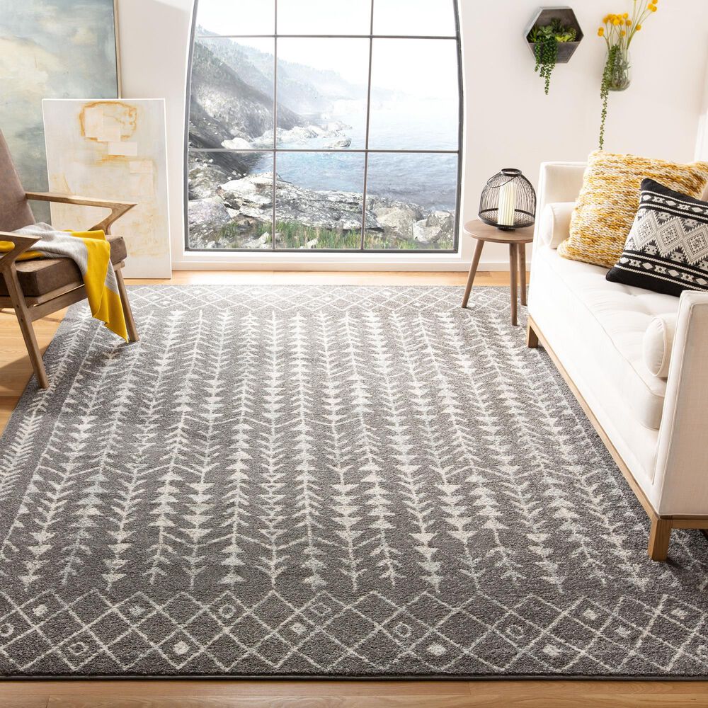 Safavieh Tulum TUL262F 9&#39; x 12&#39; Dark Grey and Ivory Area Rug, , large