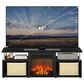 HOMLUX 63" TV Stand with Electric Fireplace in Americano and Stainless Steel, , large