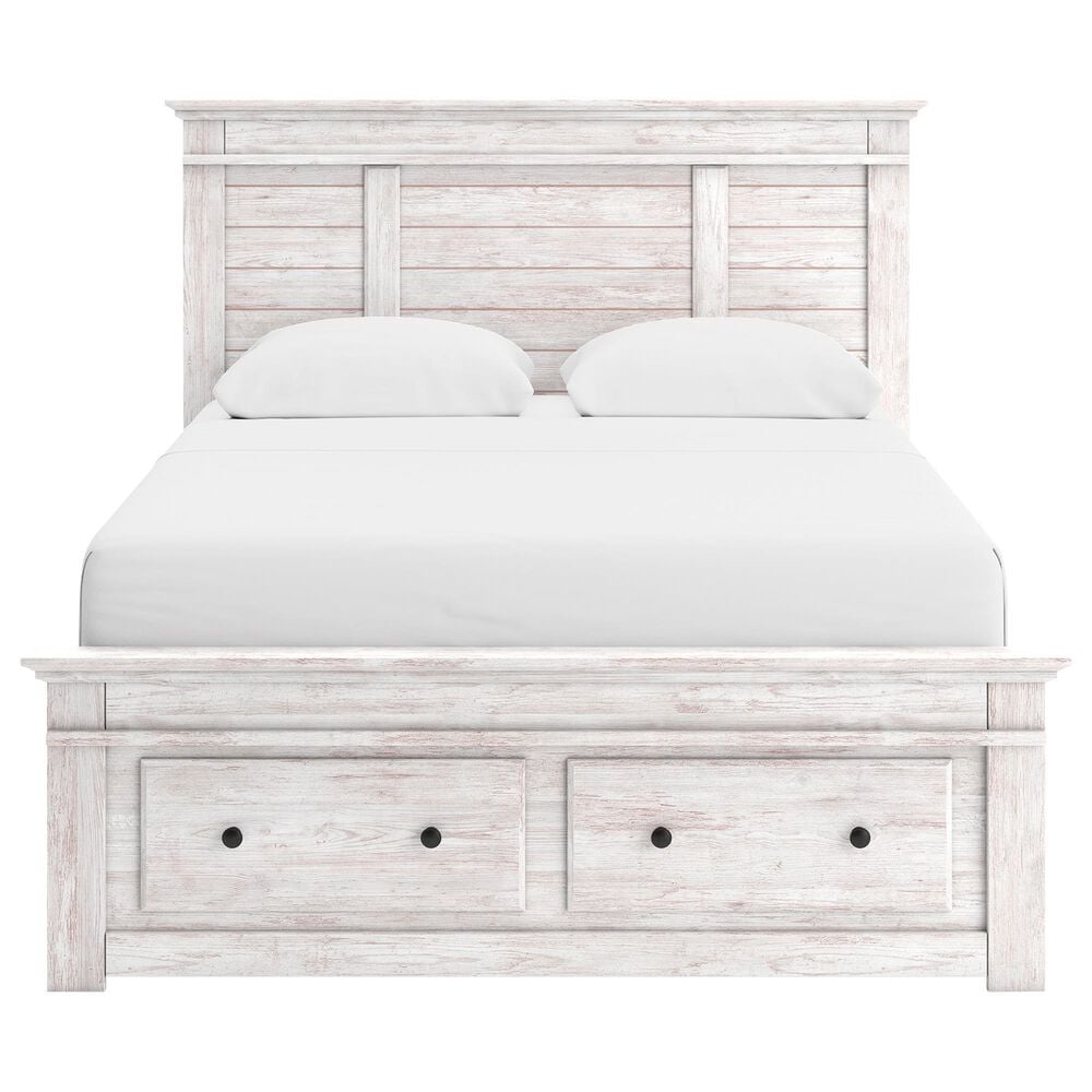 Ashley Makidern Queen Storage Bed with Two Drawers in Whitewash, , large