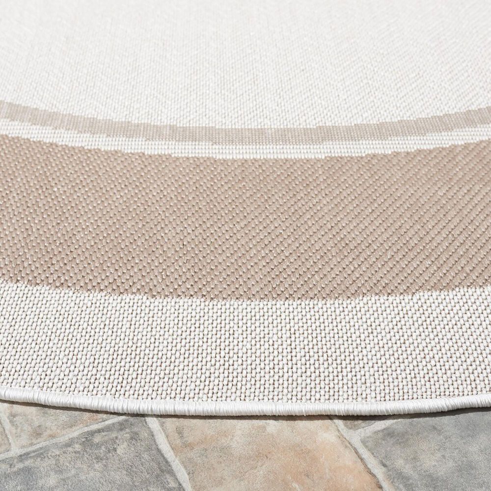 Safavieh Martha Stewart Cyprus Chevron 6&#39;7&quot; Round Ivory and Beige Area Rug, , large