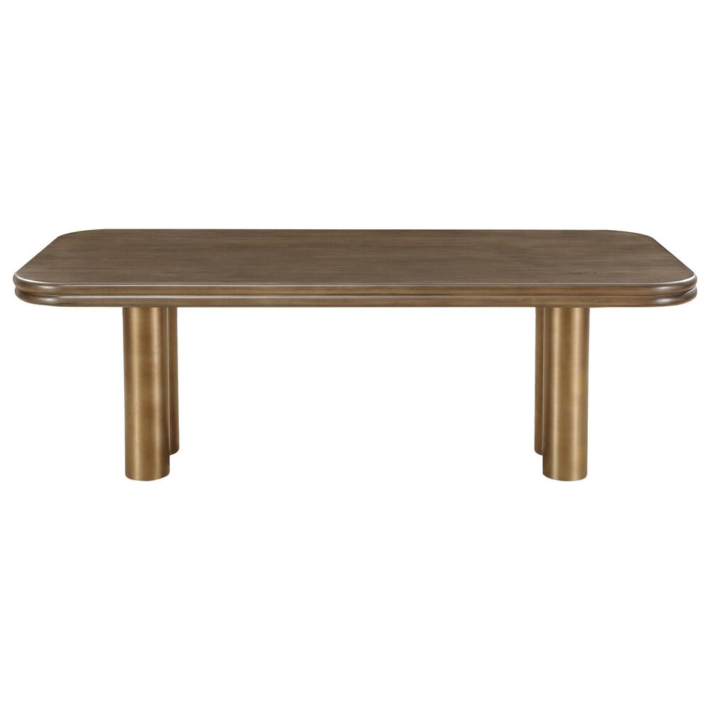 Urban Home Mataranka 7-Piece Rectangular Dining Set in Bistre and Brushed Golden Stainless Steel, , large