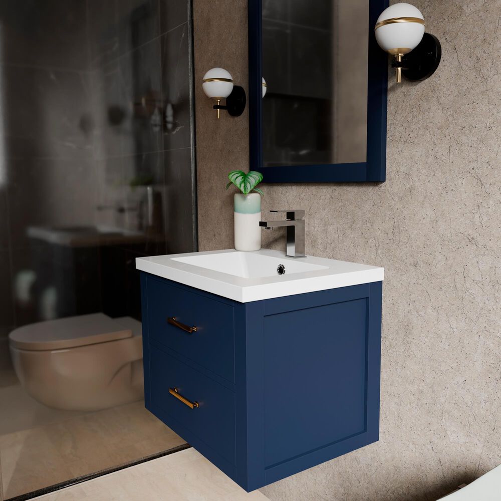 Lexora Home Castor 24" Single Bathroom Vanity in Blue with White Acrylic Top and Rectangular Sink, , large