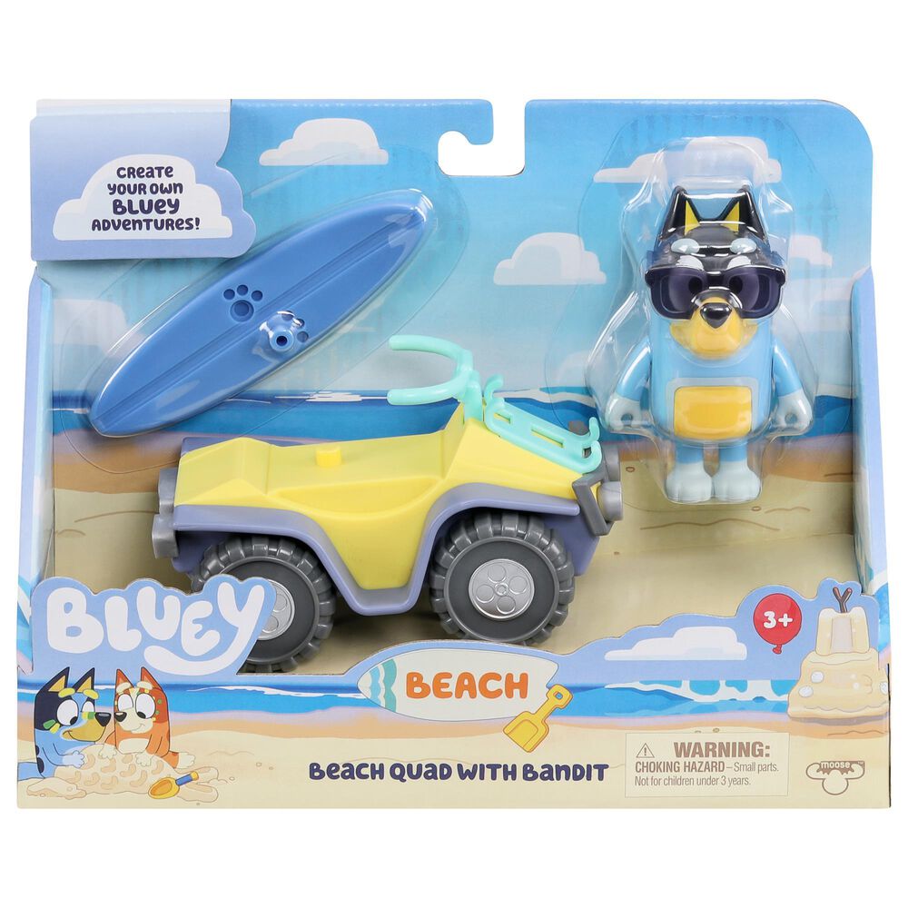 Bluey Beach Quad with Bandit Action Figures, , large