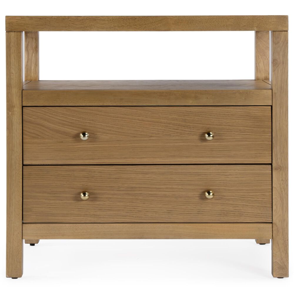 Butler Specialty Company Nora 2-Drawer Wide Nightstand with Open Shelf in Light Natural Brown, , large
