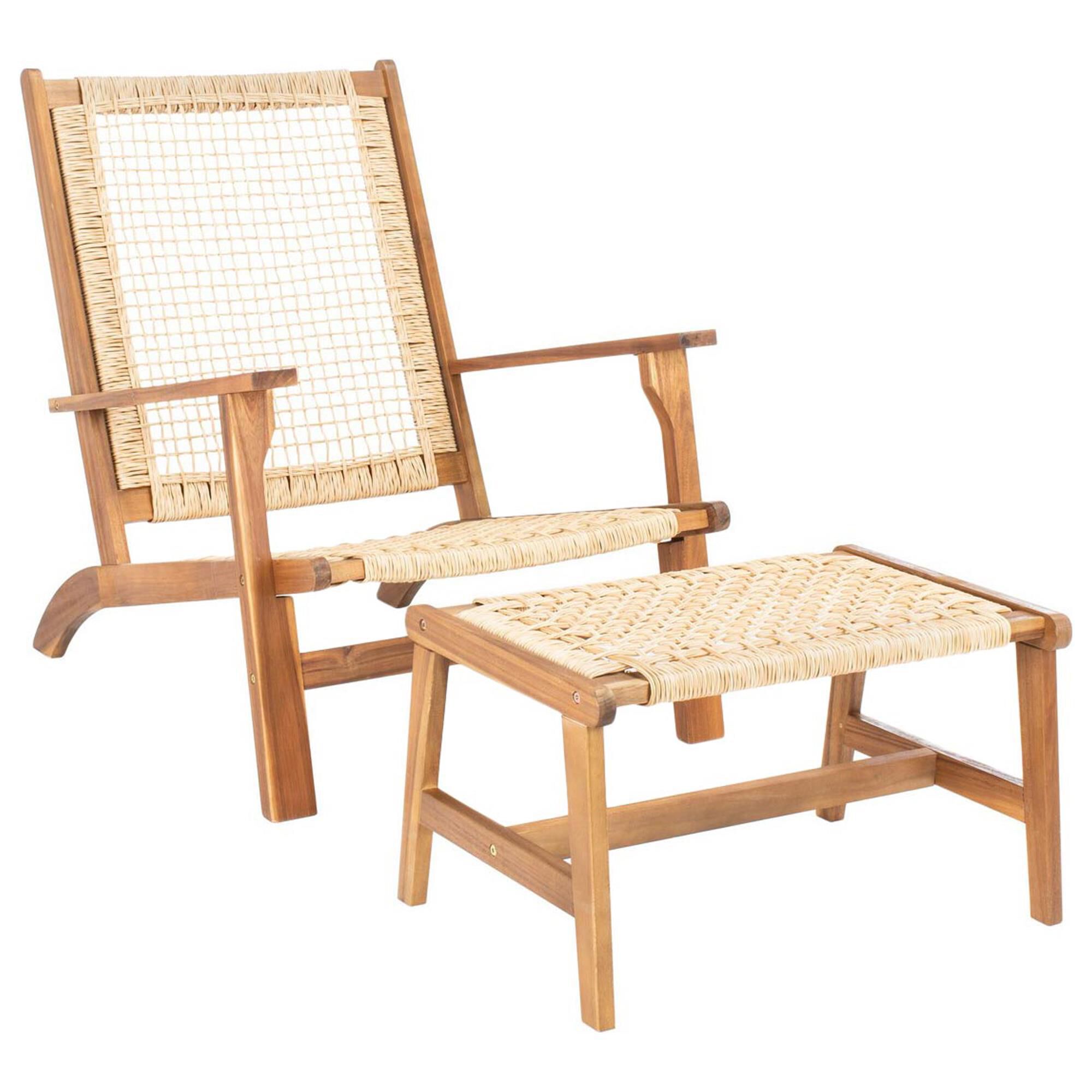 Safavieh Kelsey 5 Piece Patio Chat Set in Natural and Light Brown