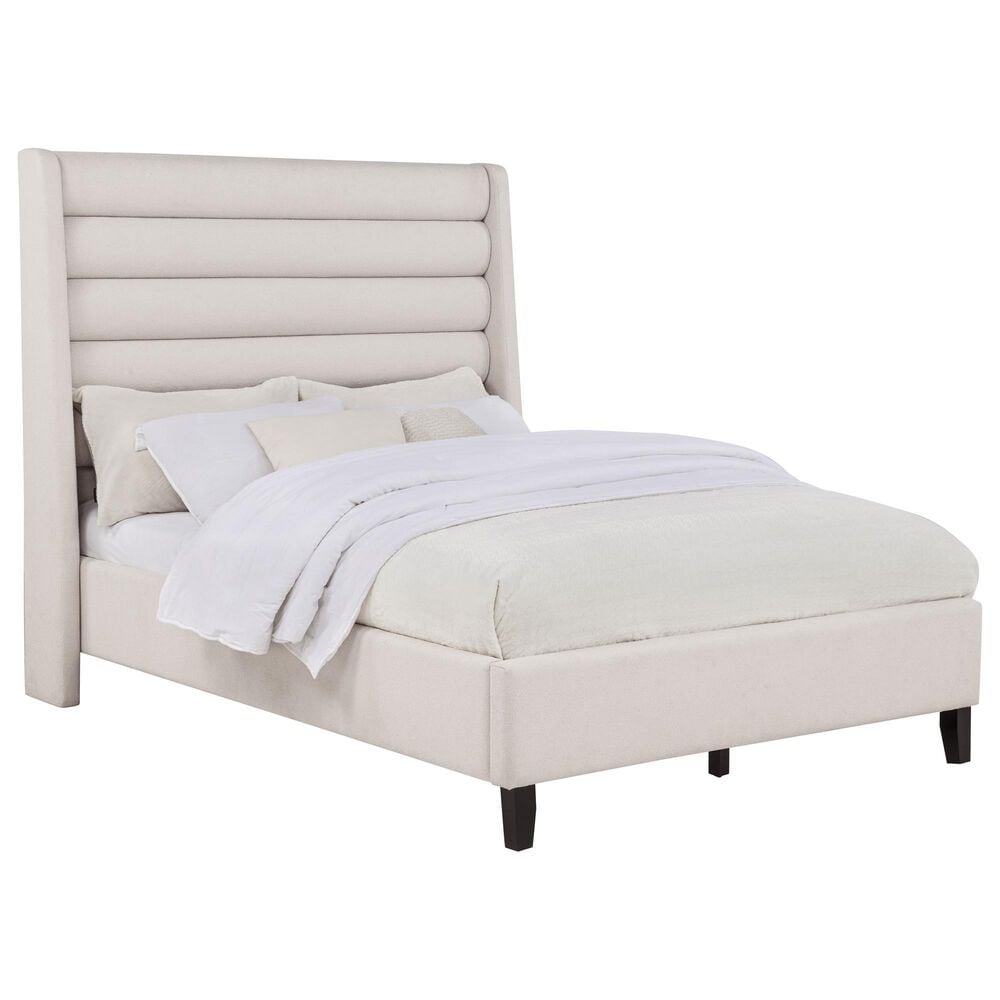 Pacific Landing Leslie Full Upholstered Platform Bed in Beige, , large