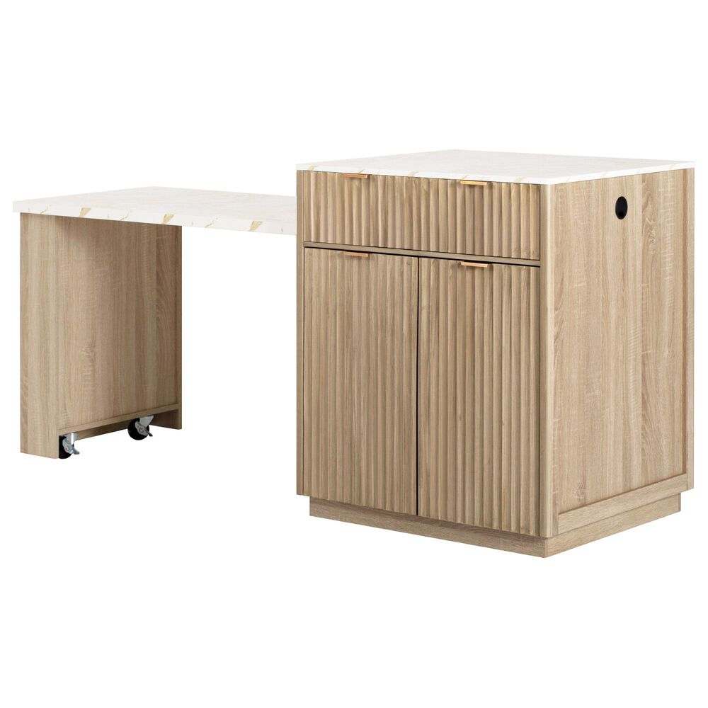 HOMLUX 83" Fluted Kitchen Island in Natural, , large