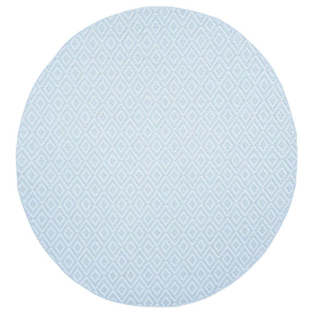 Safavieh Bermuda Geometric 6"7" Round Light Blue and Cream Indoor/Outdoor Area Performance Rug, , large