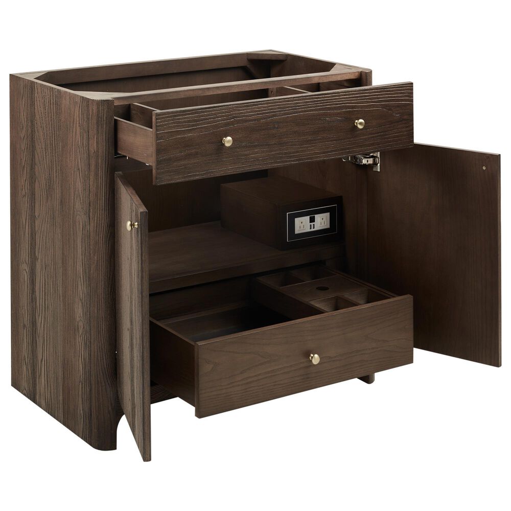 James Martin Vanities Gracyn 36&quot; Single Bathroom Vanity in Sable with 3 cm Victorian Silver Quartz Top and Rectangular Sink, , large