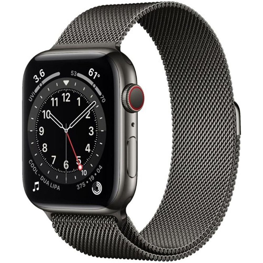 Apple Watch Series 6 GPS + Cellular, 40mm (Latest Model) Graphite Stainless Steel Case with Graphite Milanese Loop, , large