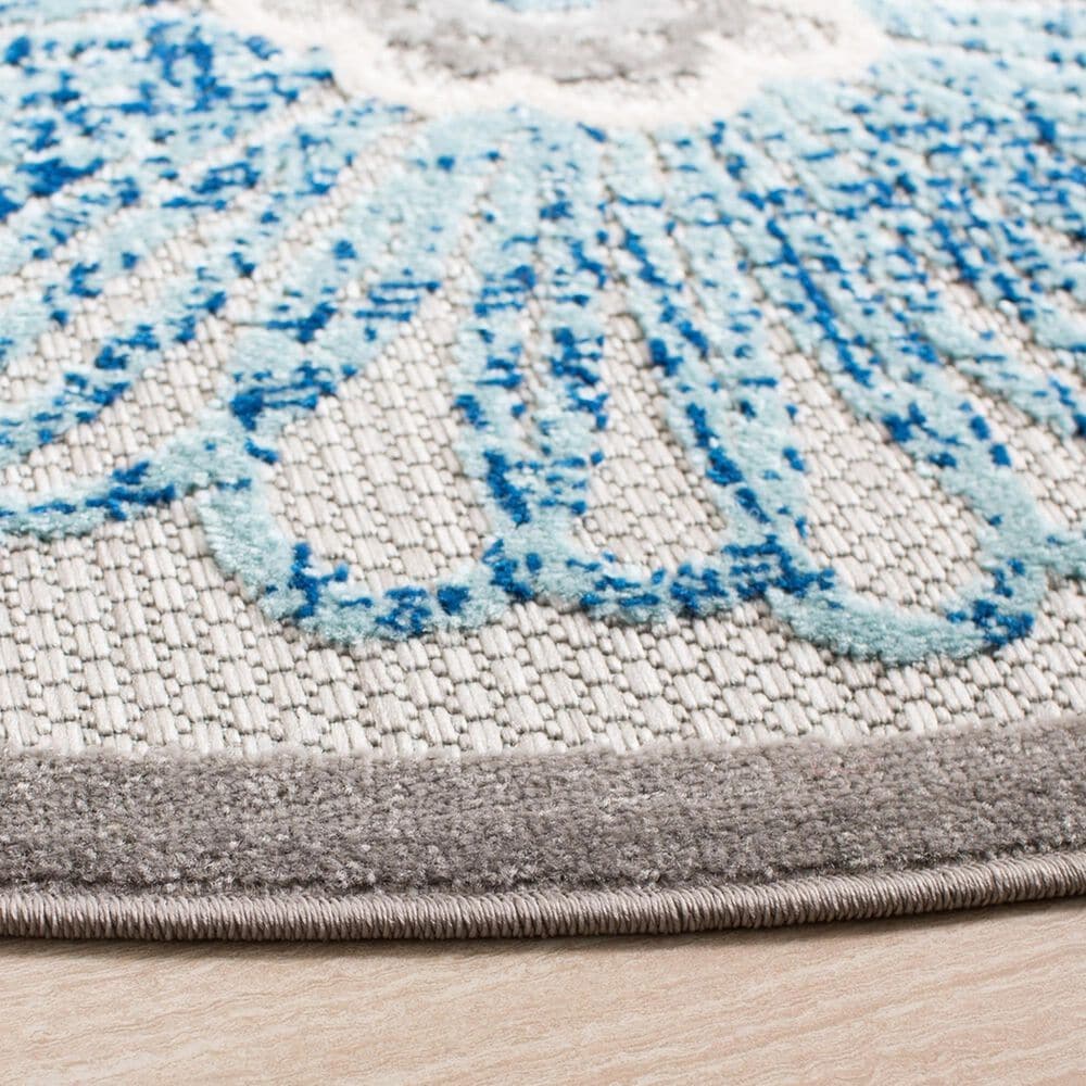 Safavieh Cabana CBN801F 8&#39; Round Grey and Blue Indoor/Outdoor Area Performance Rug, , large