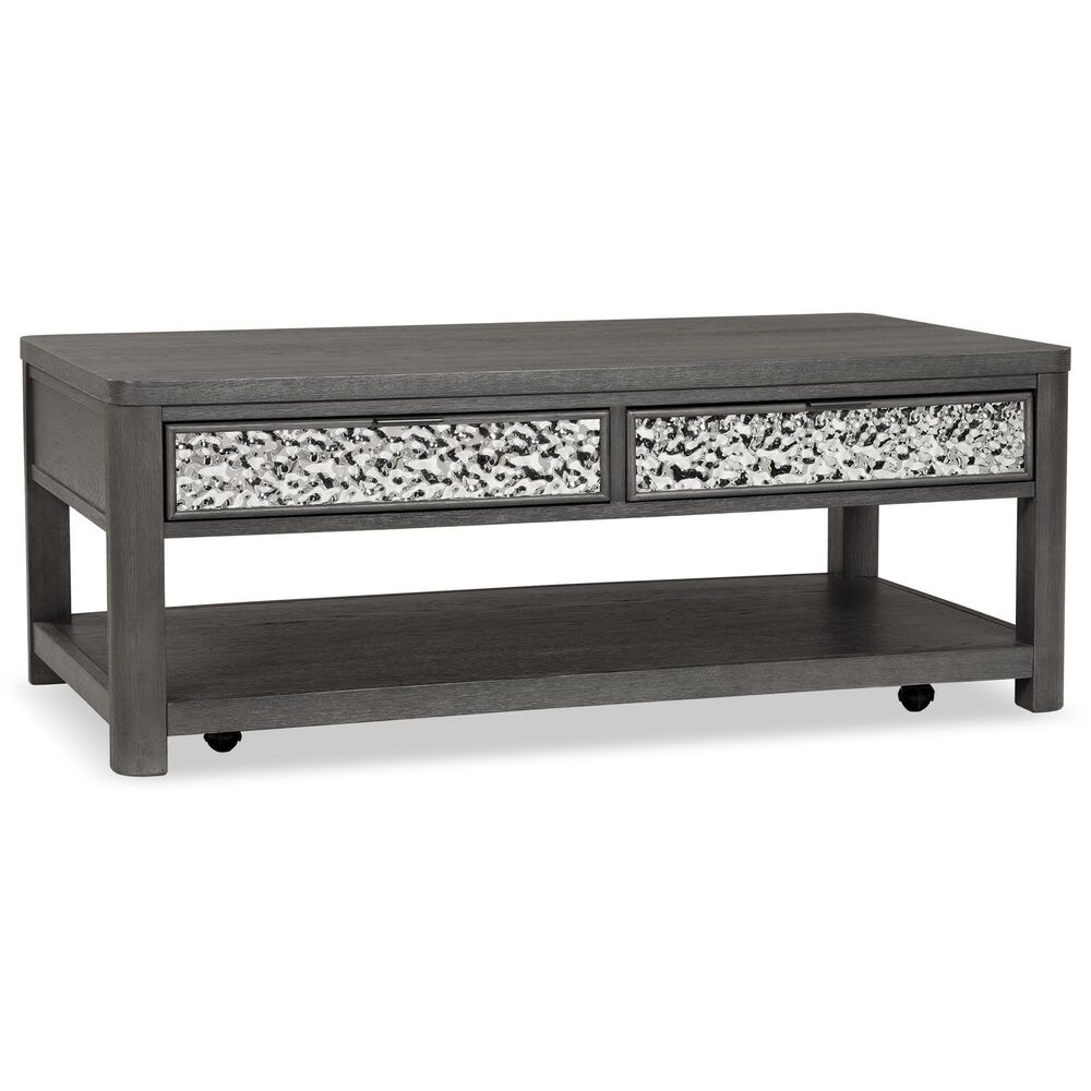 Furniture of America Piez Coffee Table in Ash Gray and Stainless Steel, , large