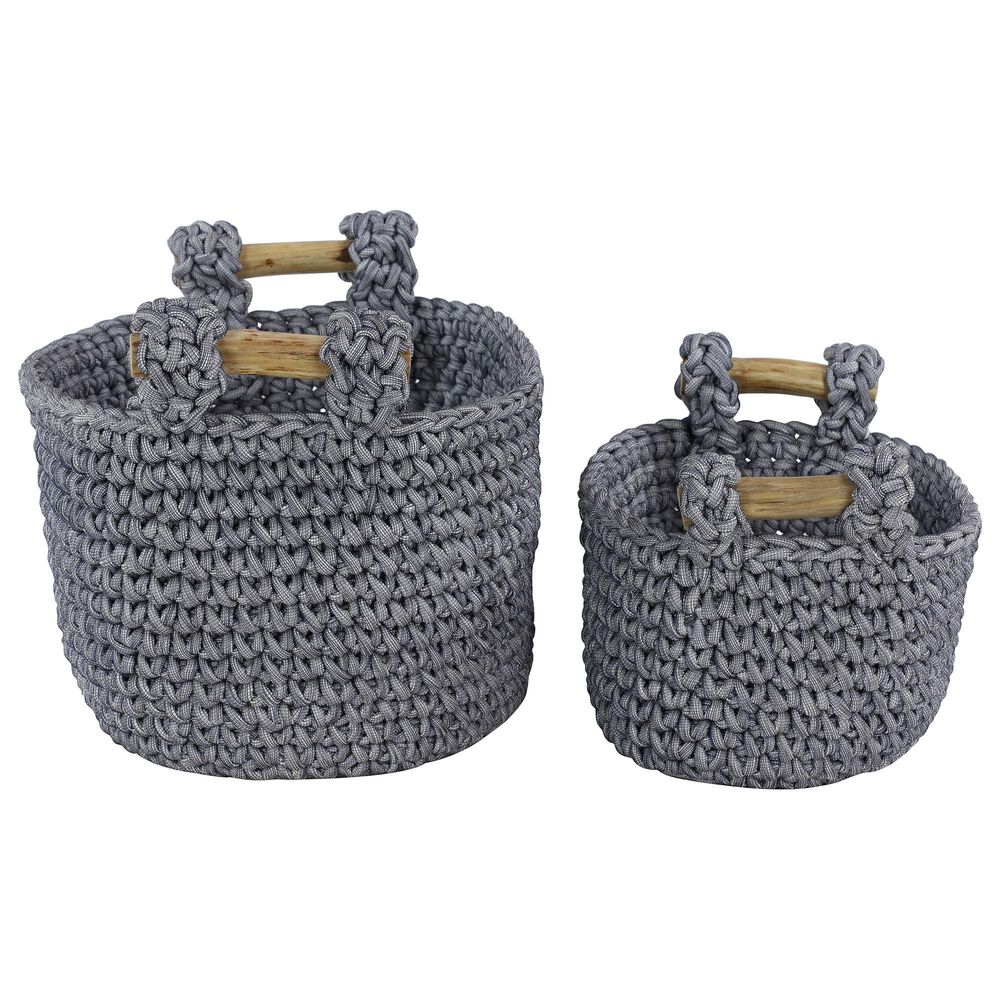 Maple and Jade Bohemian Storage Basket in Grey &#40;Set of 2&#41;, , large