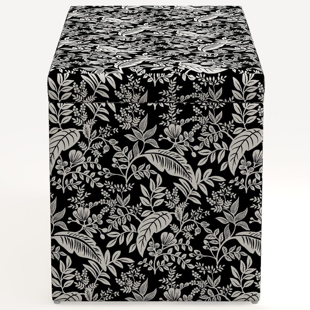 Rifle Paper Co Crafted by Cloth &amp; Company Willie Storage Bench in Canopy Black/Cream, , large
