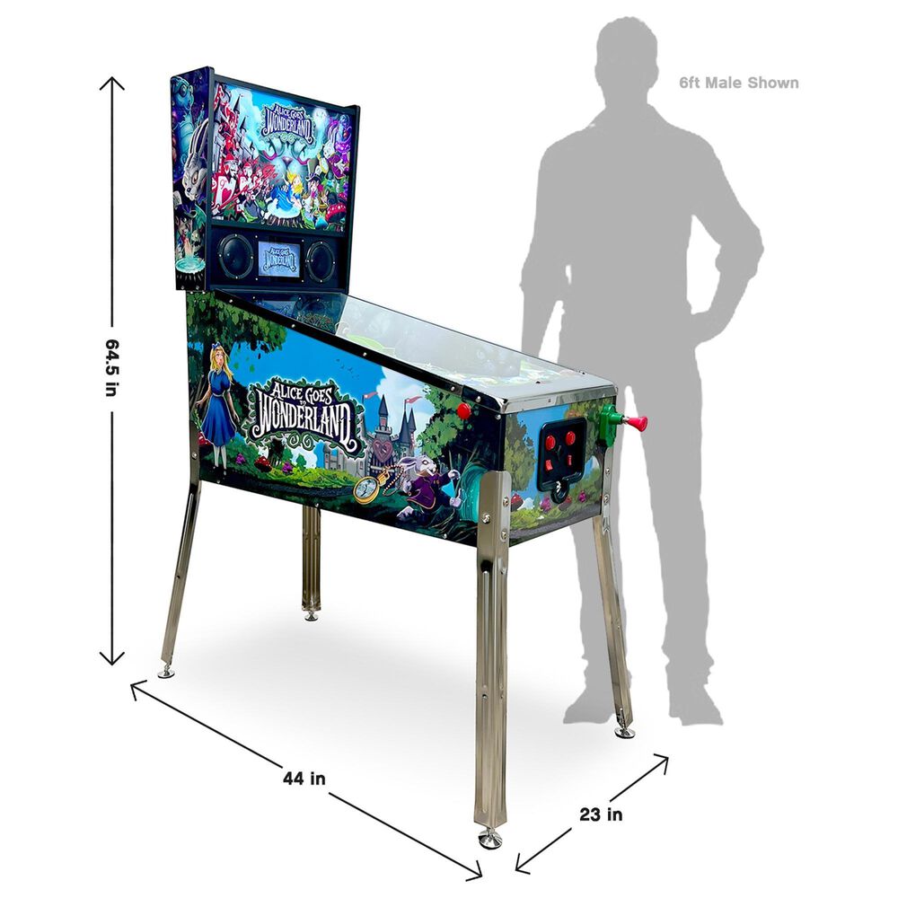 Wonderland Amusements Alice Goes to Wonderland Pinball Machine in Black, , large