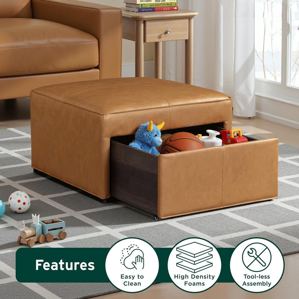 Lifestyle Solutions Hailey Storage Ottoman in Camel, , large
