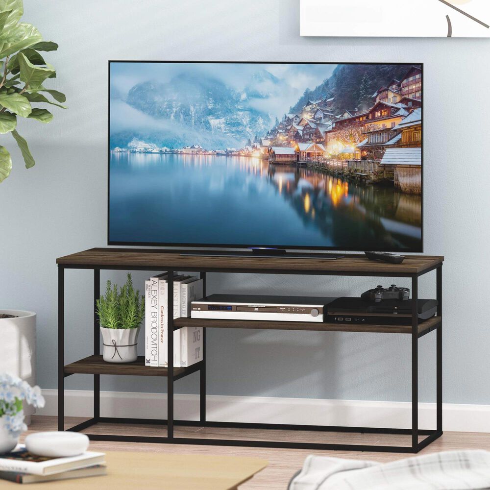 HOMLUX 45" TV Stand with 2 Open Storage Shelves in Columbia Walnut, , large