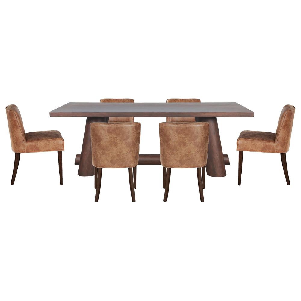 Home Trends & Design Timbers Barrel and Buddy 7-Piece Rectangular Dining Set in Dark Vinegar and Matte Brown, , large