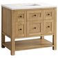 James Martin Vanities Breckenridge 36" Single Bathroom Vanity in Light Natural Oak with 3 cm White Zeus Quartz Top and Rectangular Sink, , large