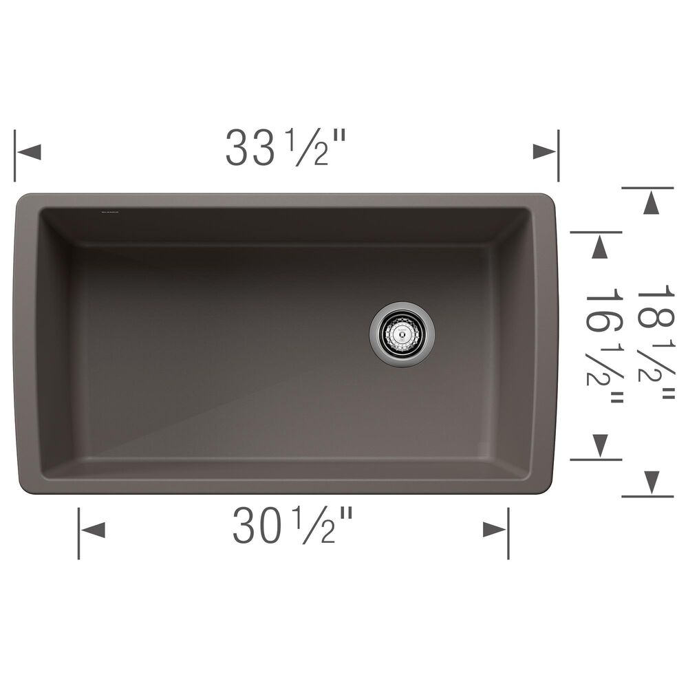 Blanco Diamond 33.5&quot; Super Single Bowl Kitchen Sink in Volcano Gray, , large