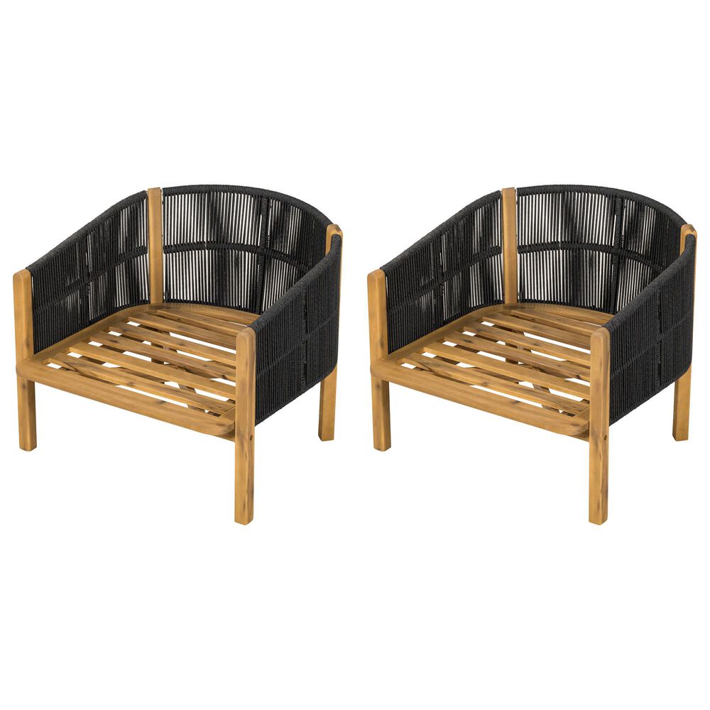 Hearth and Haven Grotta Outdoor Club Chair with Light Teak Frame in Gray (Set of 2), , large