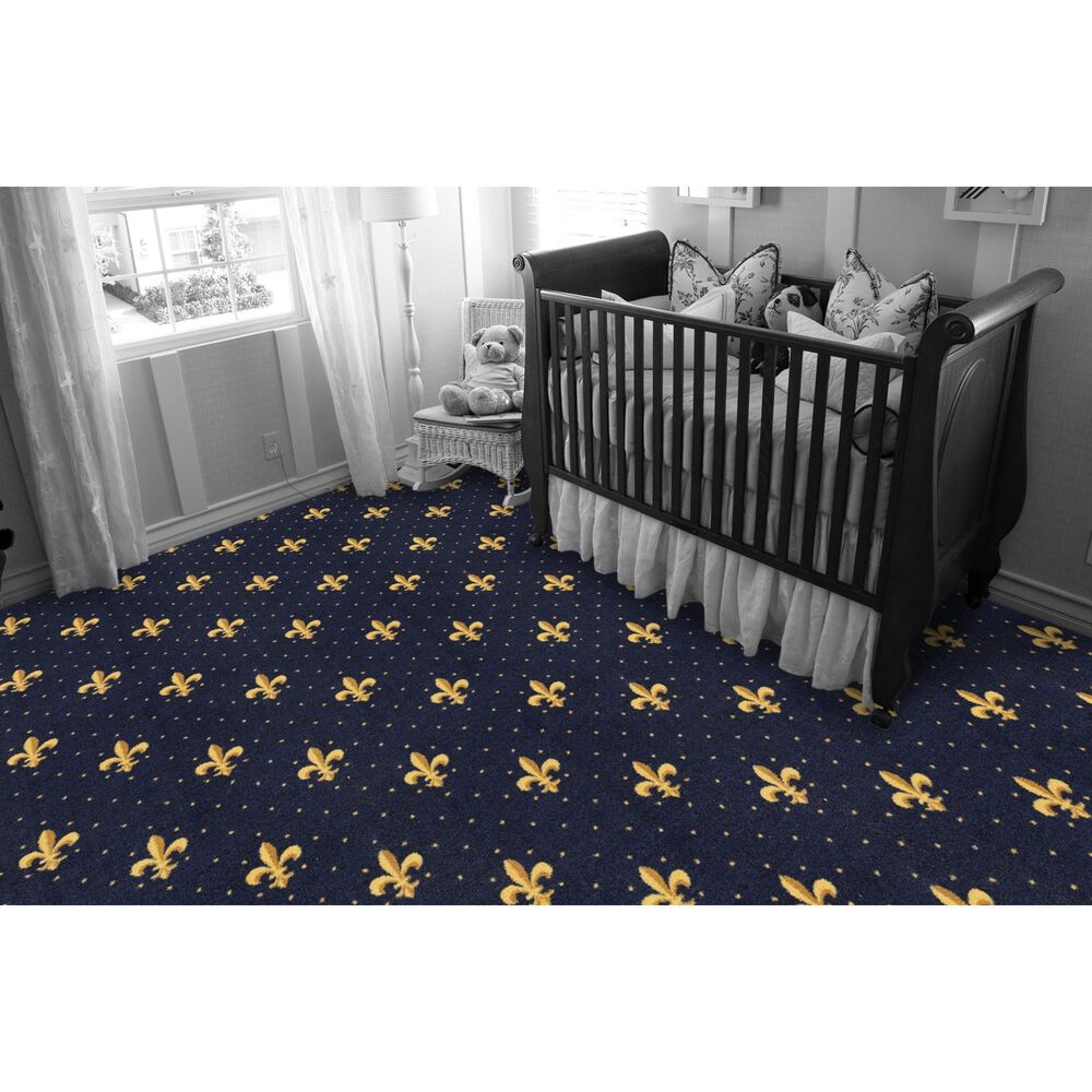 Milliken Brand Code Fleur De Lis Rough Rider Carpet in Navy, , large