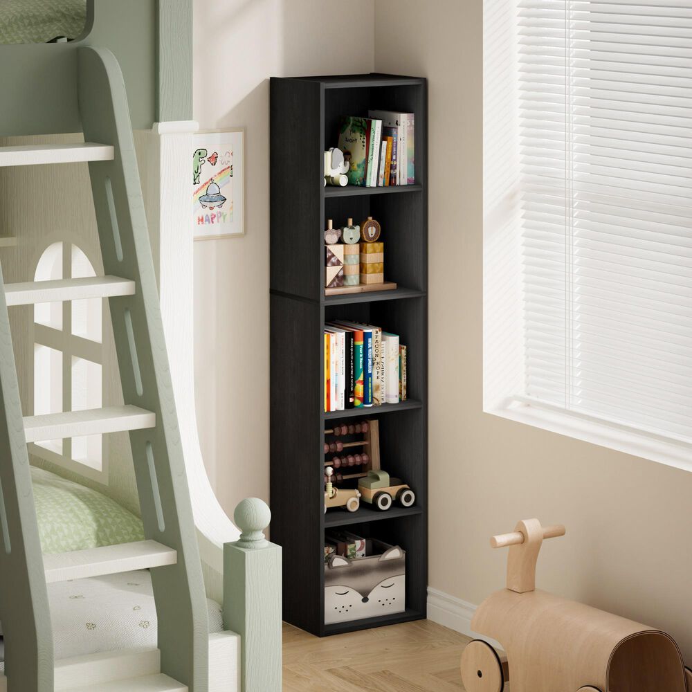 HOMLUX 5-Tier Cube Open Shelf Storage Organizer Bookcase in Blackwood, , large