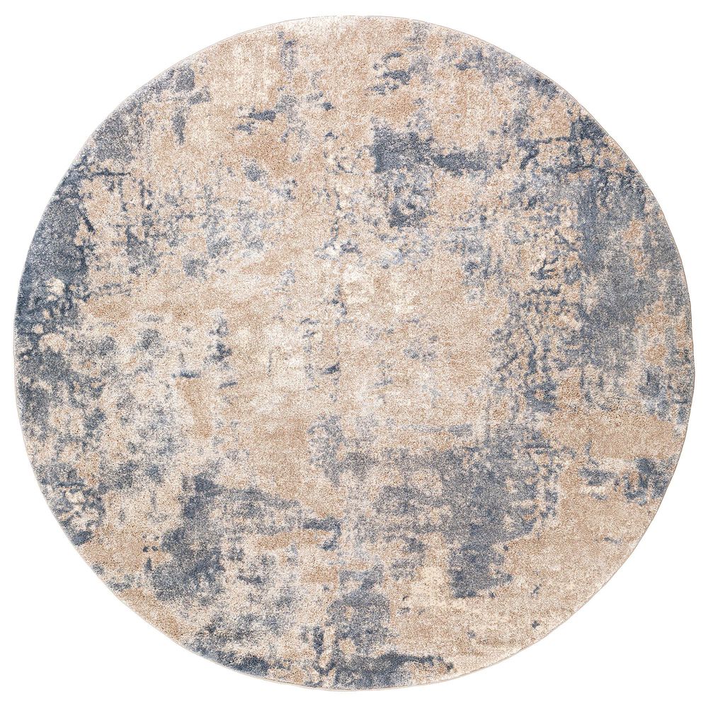 Surya Venice VNE-2303 7'9" Round Blue, Camel and Ivory Area Rug, , large
