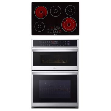 LG 2-Piece Kitchen Package with 6.4 Cu. Ft. Wall Oven and 30" Electric Cooktop in Print Proof Stainless Steel and Black, , large