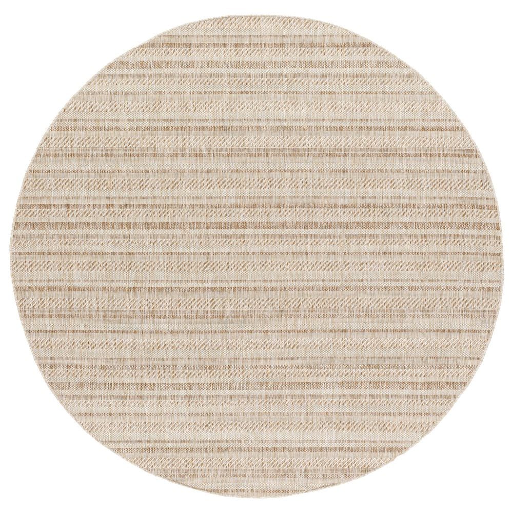 Surya Eagean EAG-2409 Light Beige, Brown, Cream and Light Brown 7&#39;10&quot; Round Indoor/Outdoor Area Rug, , large