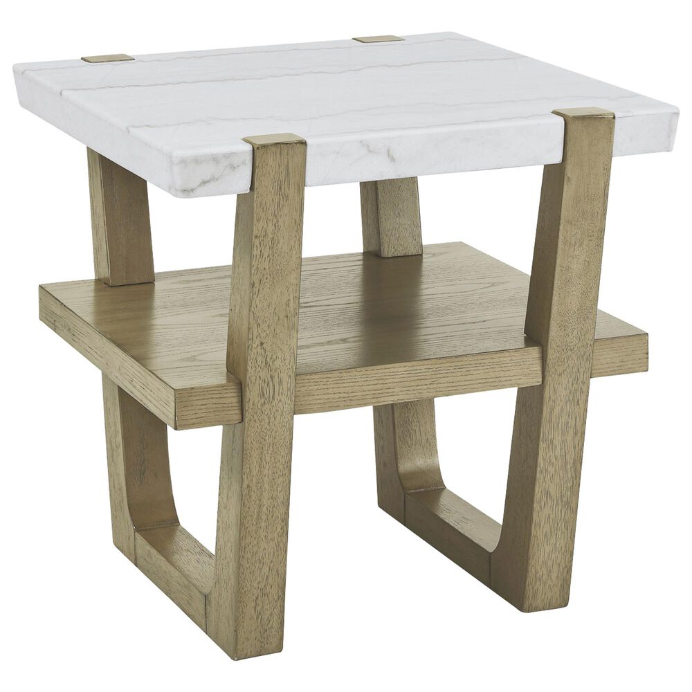 Steve Silver Perth End Table in White and Weathered Sand, , large
