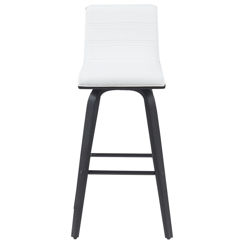 Armen Living Vienna Swivel Bar Height Stool with Snow White Upholstery in Black Brushed, , large