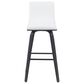 Armen Living Vienna Swivel Bar Height Stool with Snow White Upholstery in Black Brushed, , large