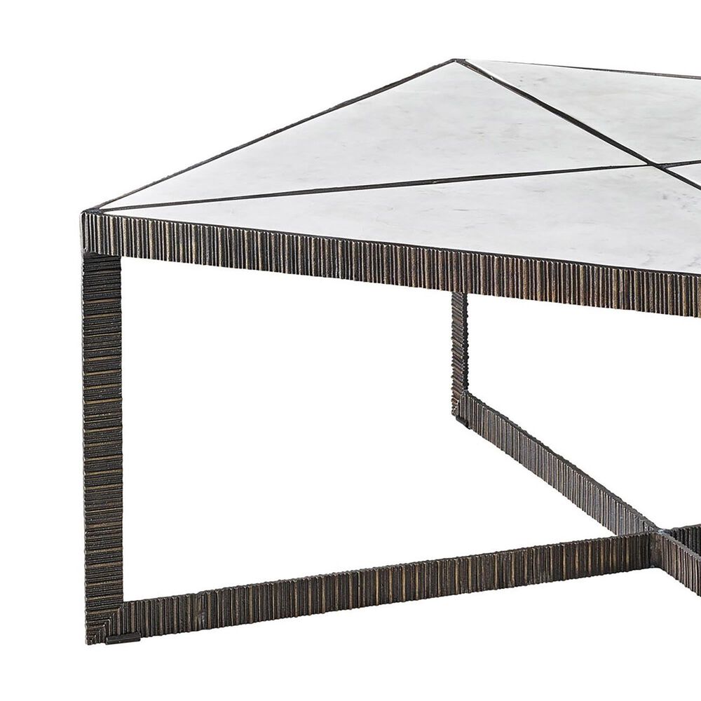 Furniture Worldwide Abstraction Cocktail Table in White and Aged Bronze, , large