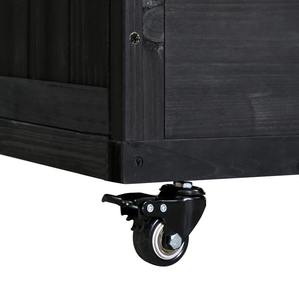 Hearth and Haven Outdoor Kitchen Island Cart with Extendable Stainless Steel Top and Adjustable Shelf in Black, , large