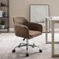 Linon Home Decor Rylen Office Chair with Brown Cushion in Silver, , large