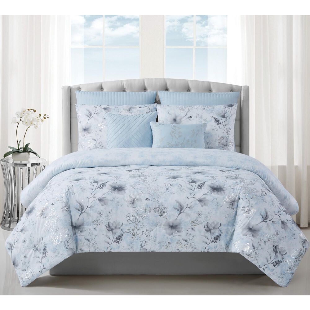 Pem America Style 212 Ava 7-Piece King Comforter Set in Light Blue, , large