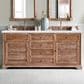 James Martin Vanities Savannah 72" Double Bathroom Vanity in Driftwood with 3 cm Arctic Fall Solid Surface Top and Rectangular Sinks, , large